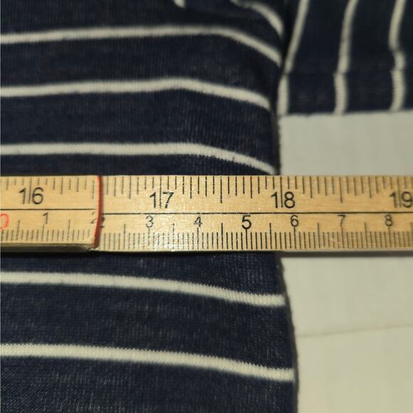 Chicos Women Size 0 Small 4 Pullover Shirt Stretch Blue White Striped Nautical - Picture 8 of 10